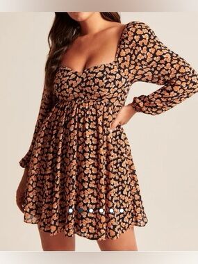 Abercrombie & Fitch Floral Long Sleeve Mini Dress